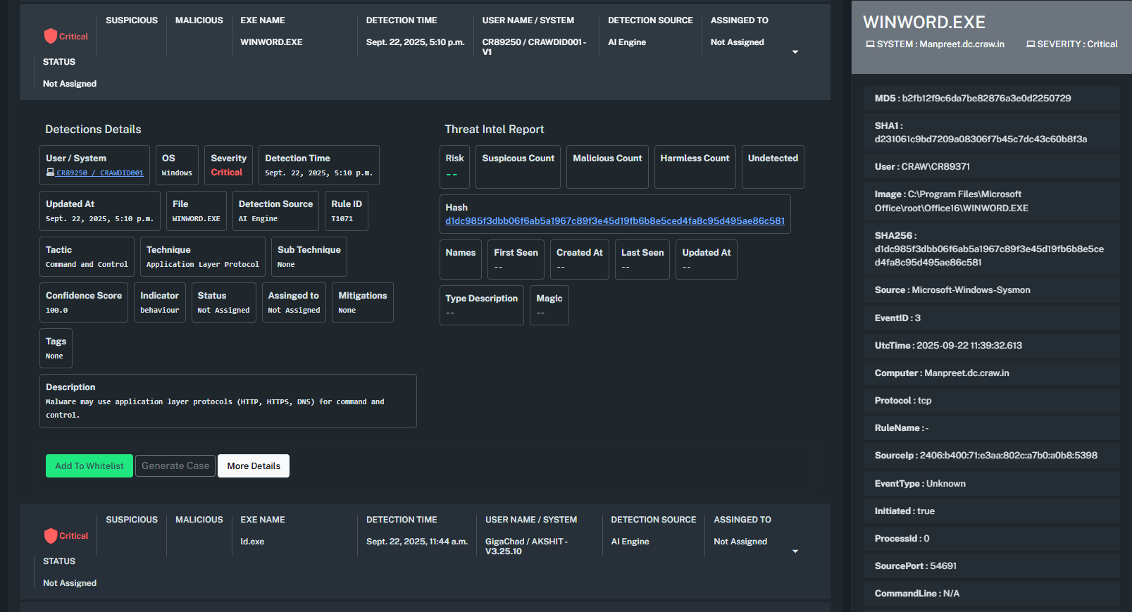 Malicious Activity Detection