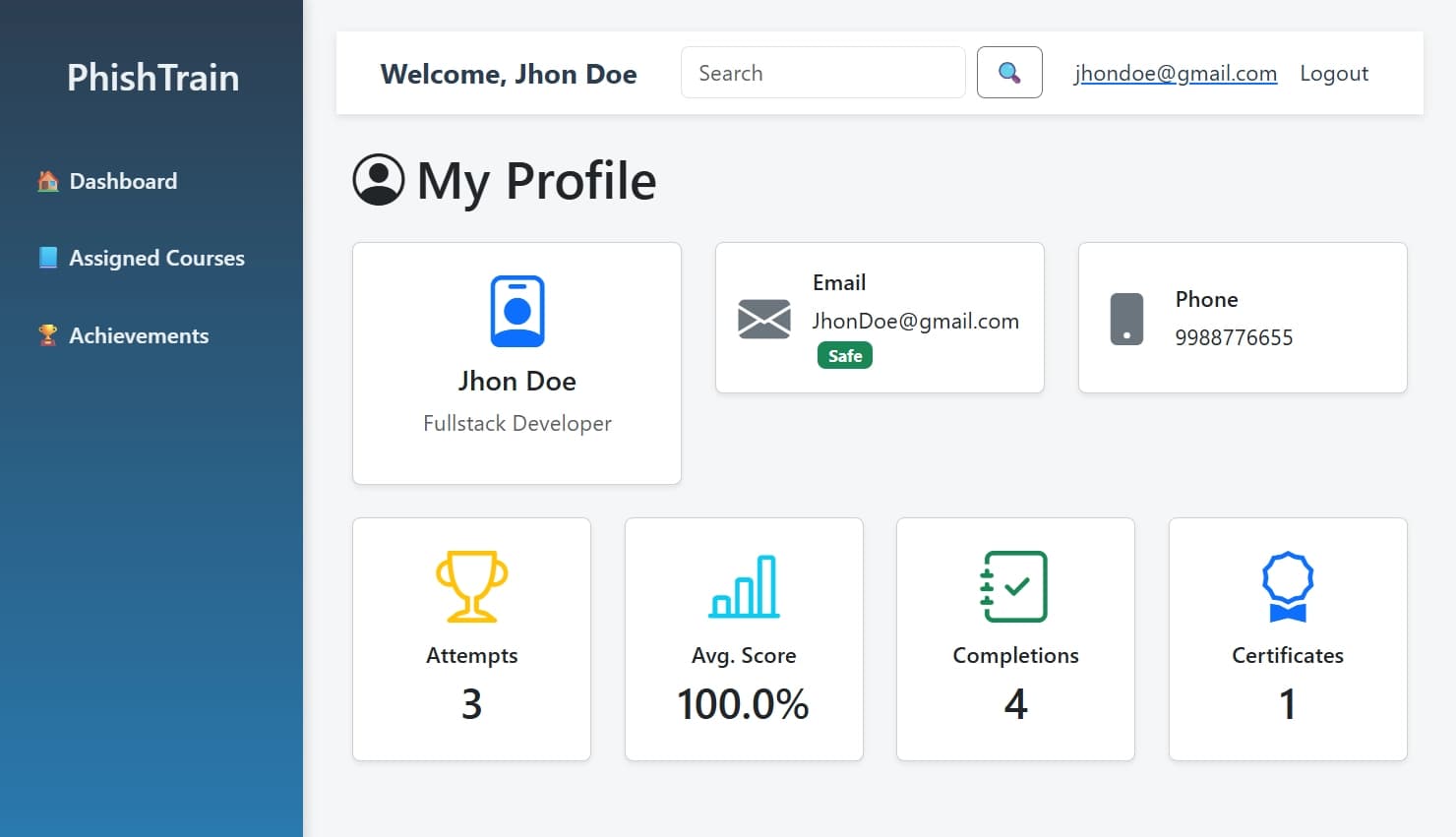 Training Portal Feature