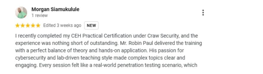 Ethical Hacking Review by Morgan Siamukulule