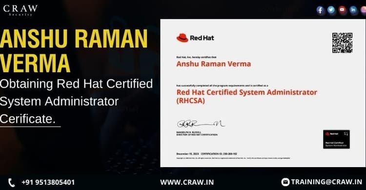 Congratulations to Anshu Raman Verma: Accredited Red Hat Cer...