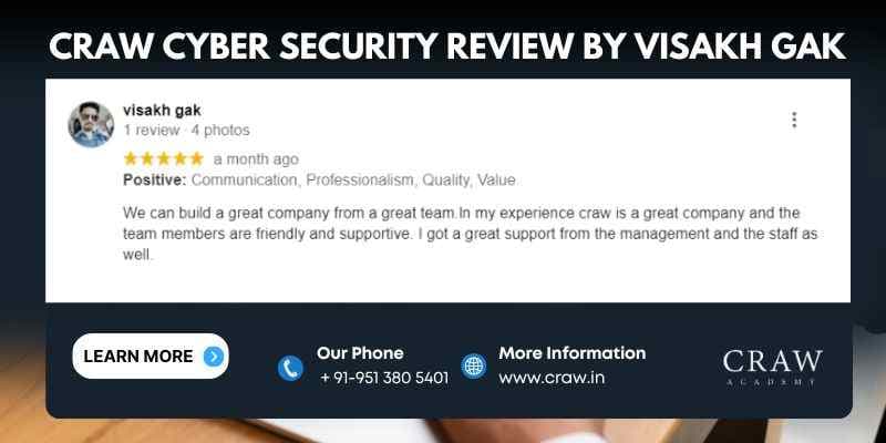 Craw Cyber Security Review BY Visakh Gak - Craw Security