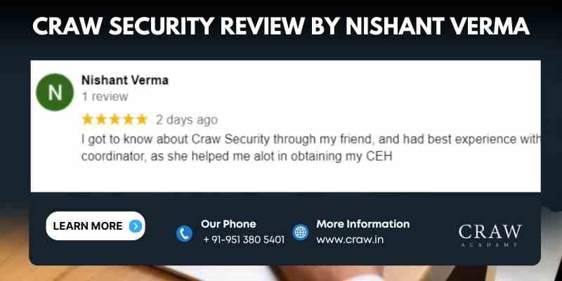 Craw Security Google Reviews By Nishant Verma - Craw Security