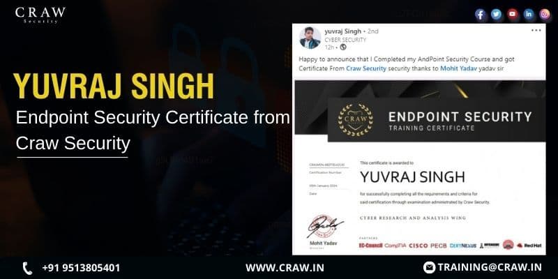 Yuvraj Singh Announcing the Completion of Endpoint Security Course