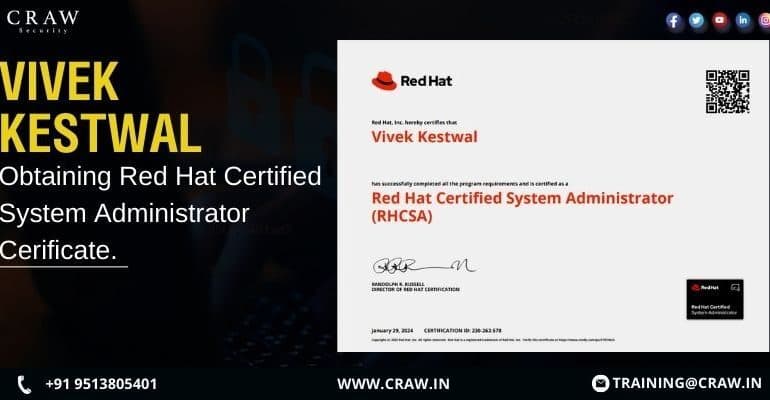 Vivek Kestwal Has Successfully Completed Red Hat Certified System Administrator (RHCSA)