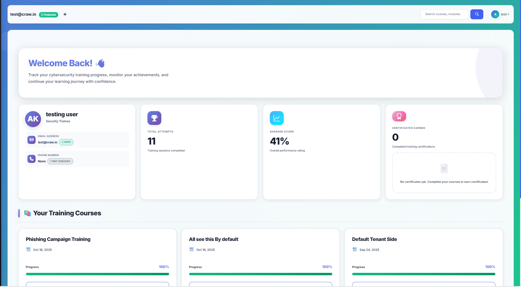 Training Portal Feature