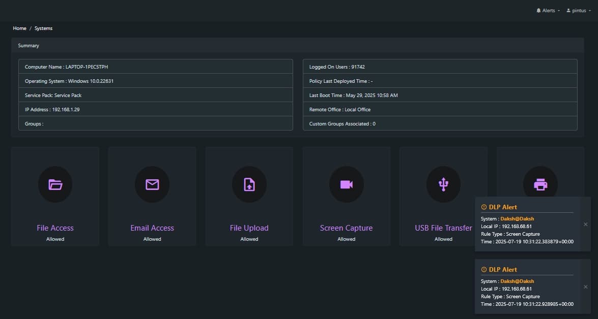 Centralized Endpoint Monitoring Dashboard