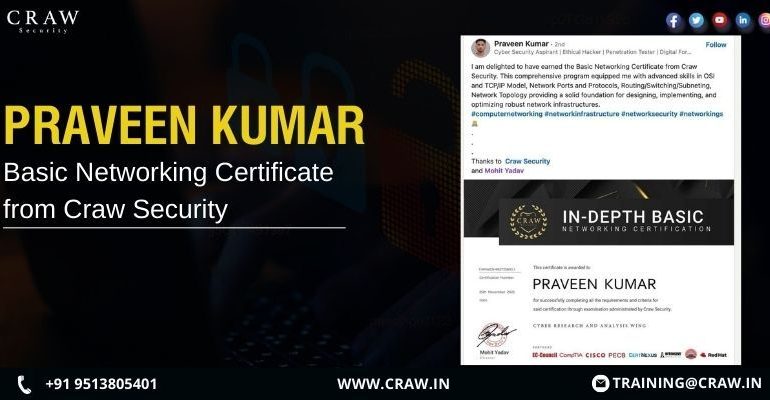 Praveen Kumar: Basic Networking Certificate from Craw Security