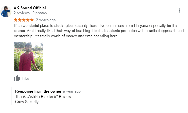 AK Sound Official reviewed about Craw Security on google