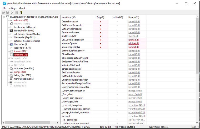 malware initial assessment