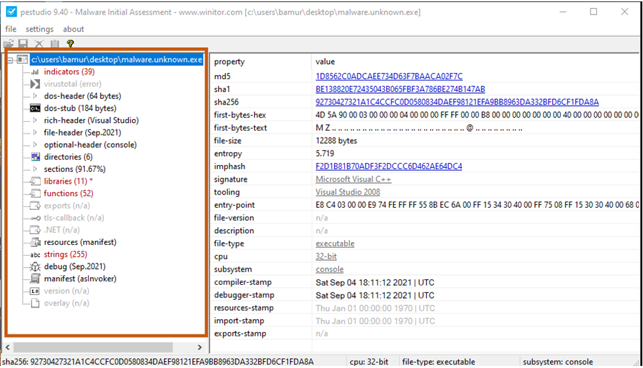 pestudio tool