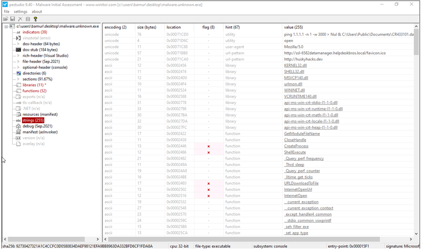 strings analysis